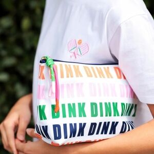 Shiraleah "Dink Dink Dink" Large Zip Pouch, NWT Multi colored Pickleball FUN!